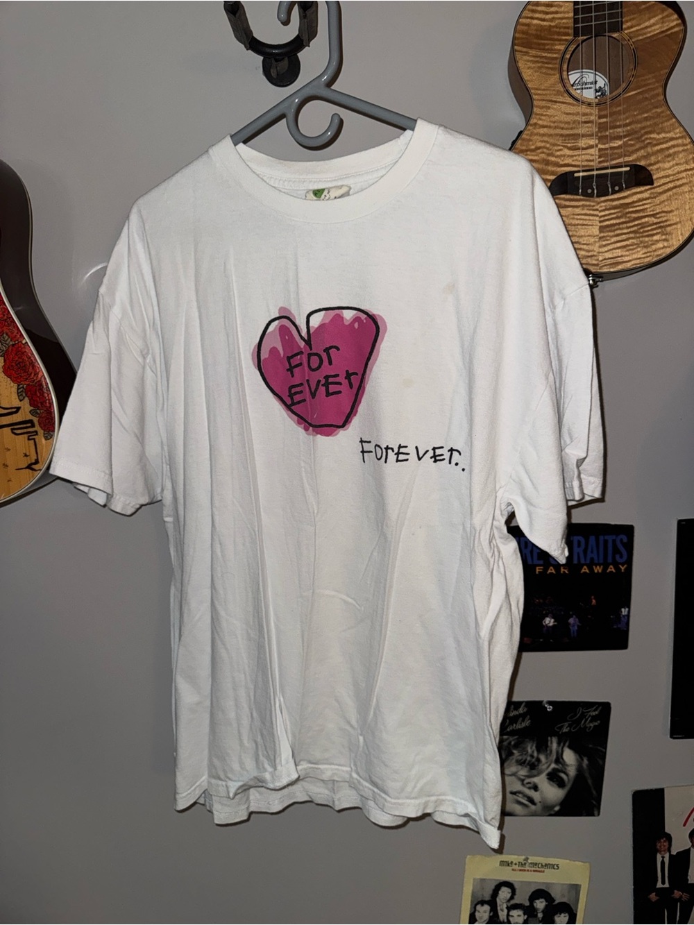 White 'Forever' Graphic Tee with Pink Heart